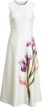 Anne Klein Floral A-Line Midi Dress