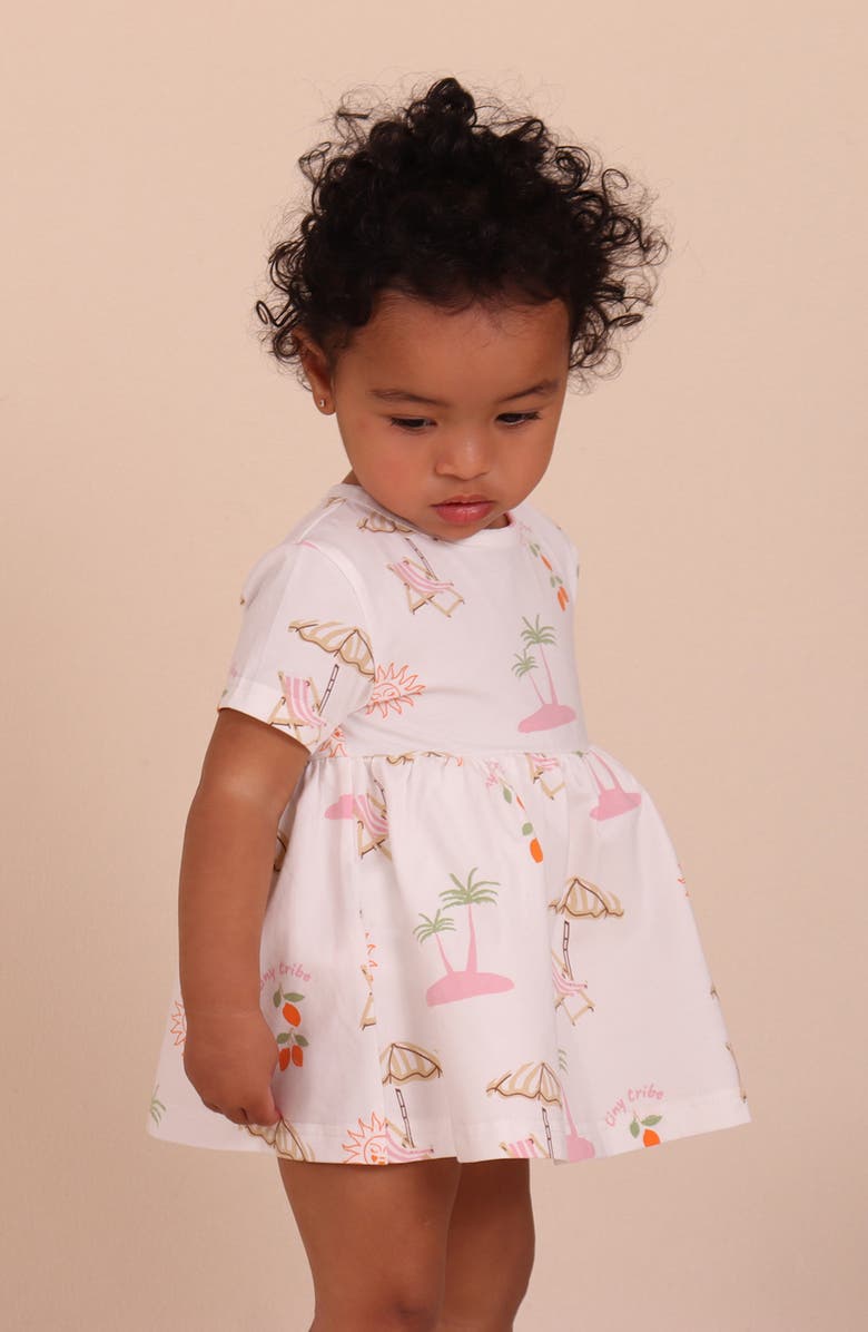 TINY TRIBE Print All-in-One Dress, Alternate, color, Cream
