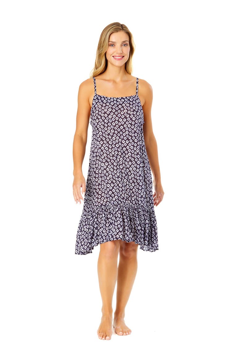 Women's Shibori Geo Meadow Bouquet A Line Dress Swimsuit Cover Up, Alternate, color, Shibori Geo Blue