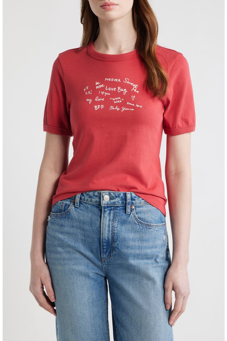 Sweetheart Phrases Mica Cotton Graphic T-Shirt, Main, color, RED