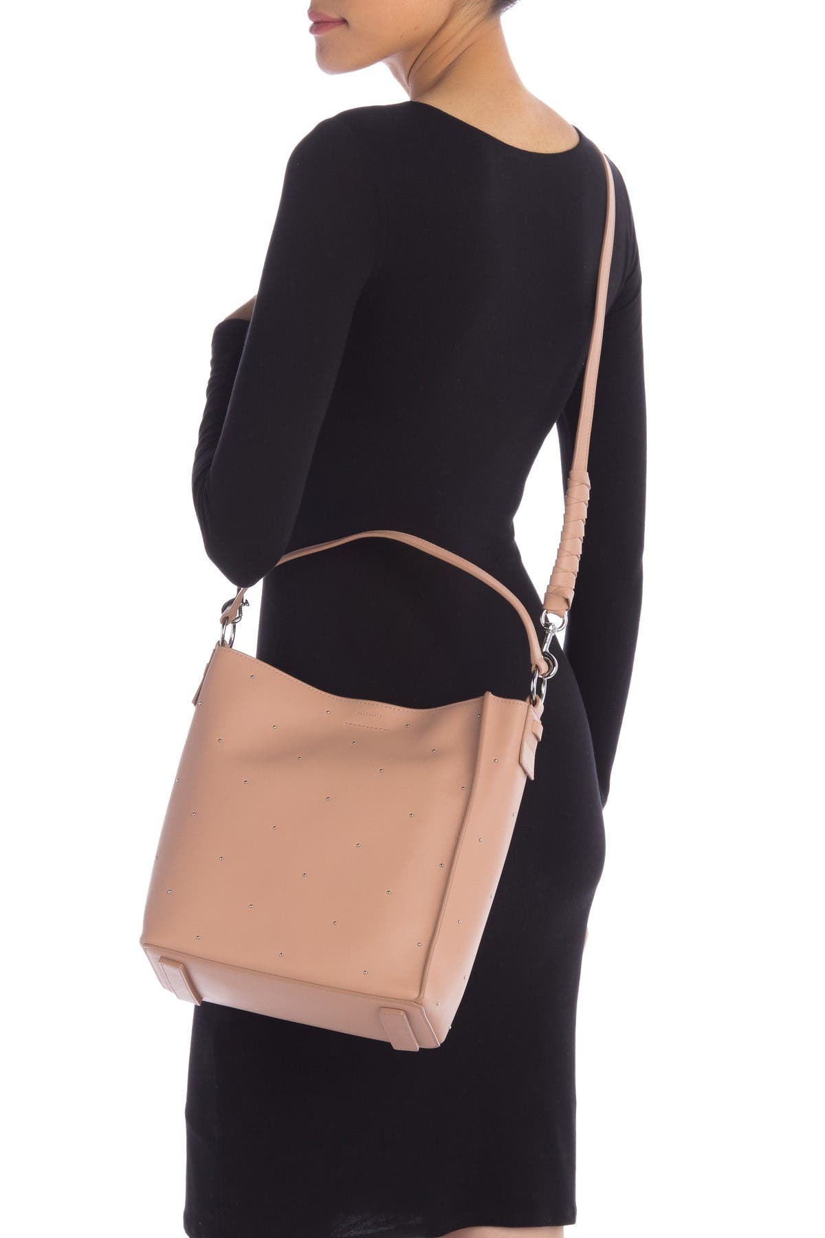 AllSaints Kathi Stud Leather Tote, Alternate, color, 