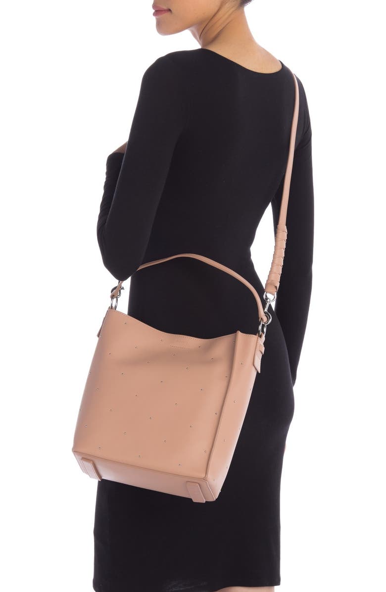 AllSaints Kathi Stud Leather Tote, Alternate, color,
