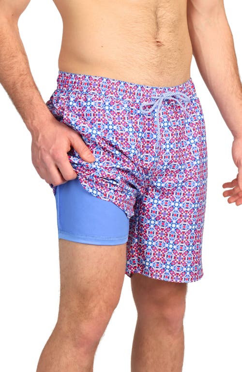 Tailorbyrd Kaleidoscope Print Swim Trunks In Multi