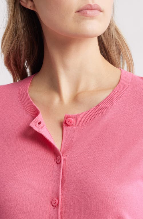 Caslonr Caslon(r) Crewneck Cardigan In Pink Caliente