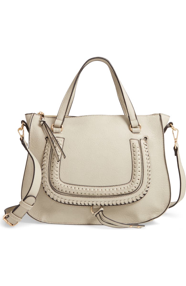 Sole Society Destin Faux Leather Satchel, Main, color,