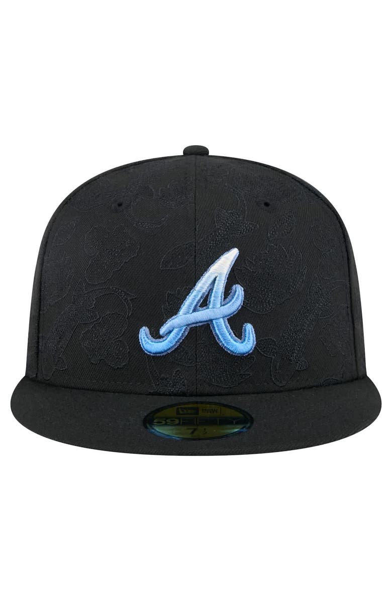 New Era Men's New Era Black Atlanta Braves Tonal Koi 59FIFTY Fitted Hat, Alternate, color, 