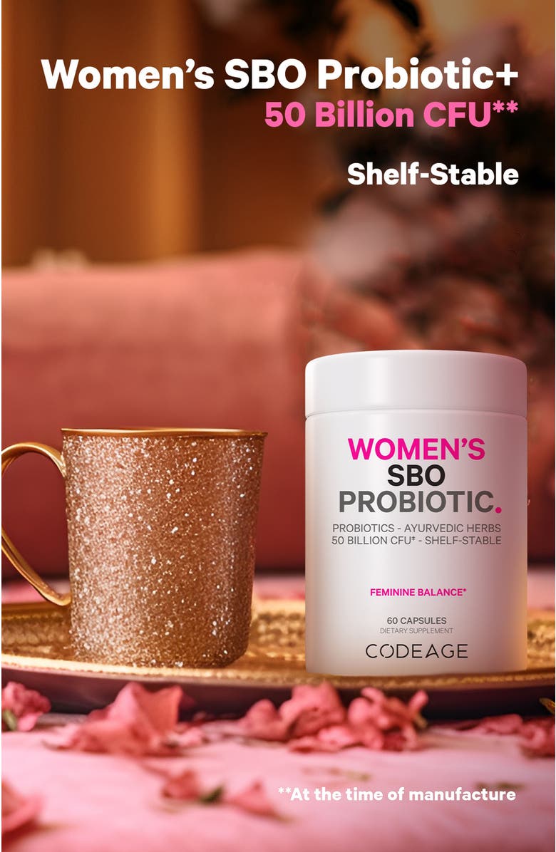 Codeage Women's SBO Probiotic 50 Billion CFU + Prebiotics Supplement, Alternate, color, White