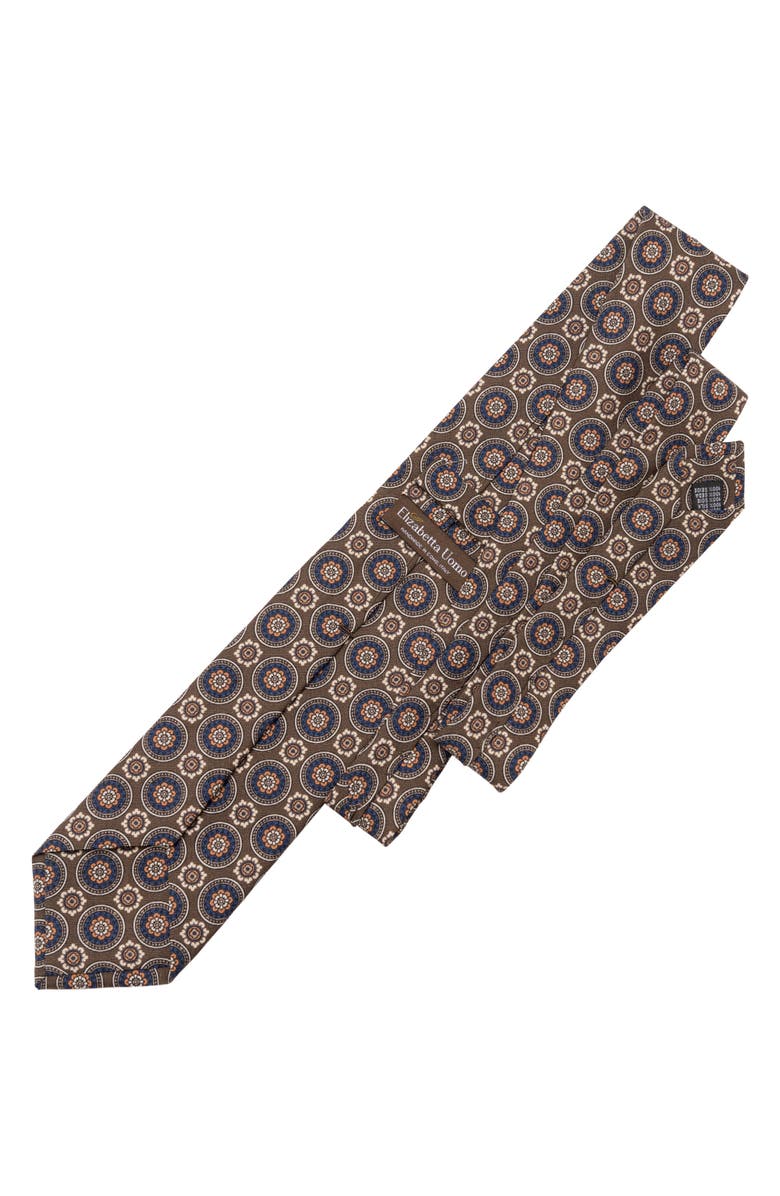 Elizabetta La Vigna - Extra Long Printed Silk Tie for Men, Alternate, color, Brown