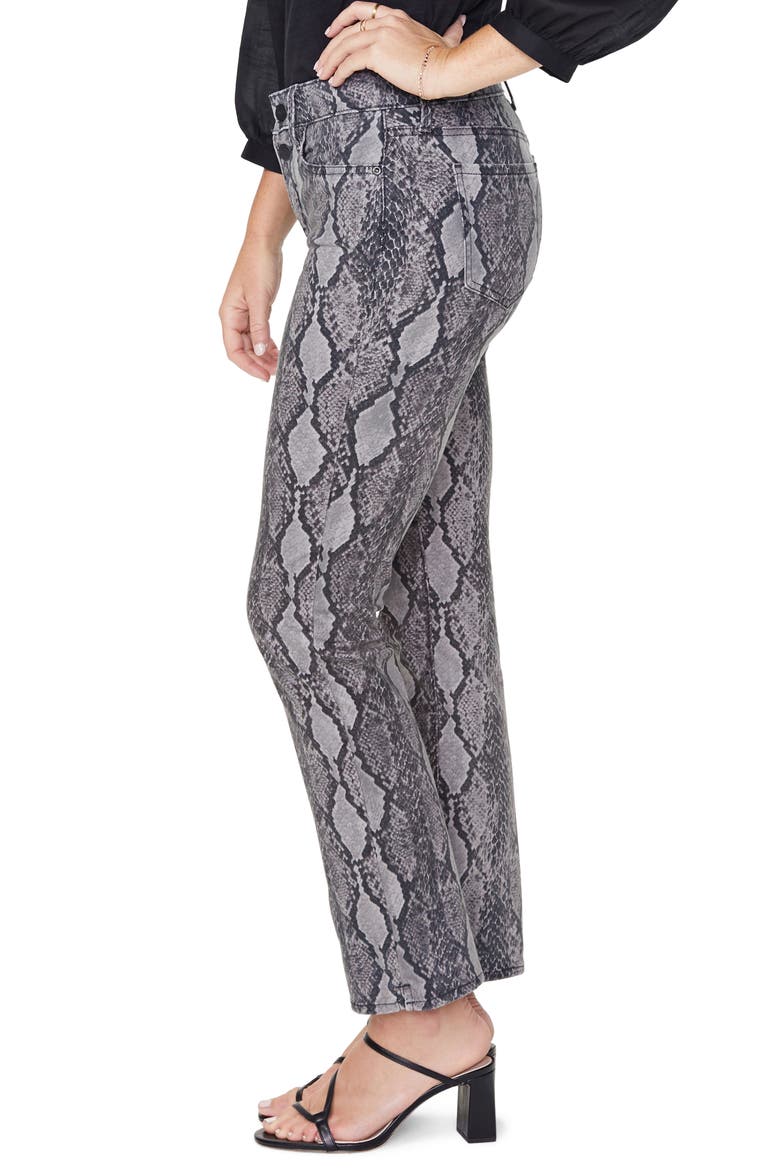 Marilyn Snake Print High Waist Button Fly Ankle Jeans, Alternate, color, DIAMONDBACK SLATE