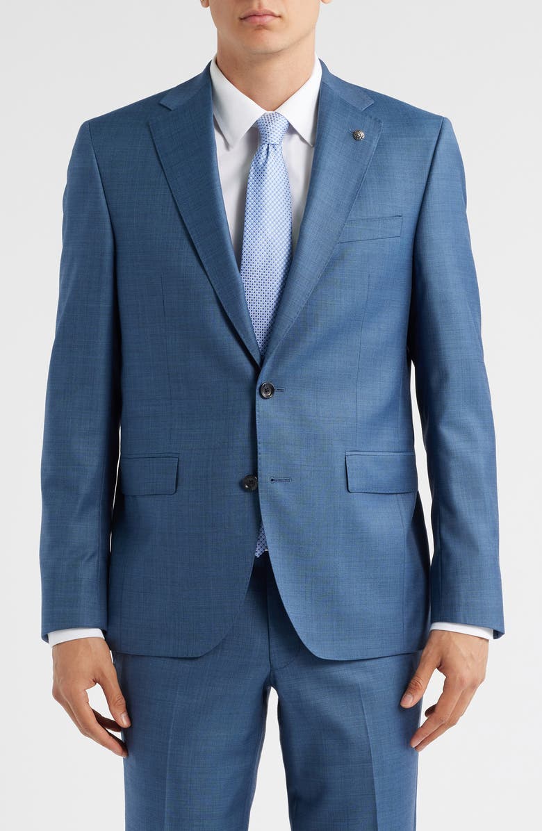 Jack Victor Esprit Regular Fit Blue Super 110s Sharkskin Suit, Alternate, color, Blue