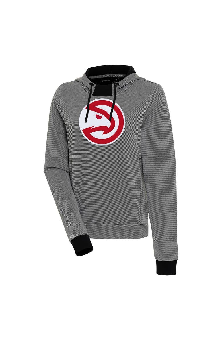ANTIGUA Women's Antigua  Black Atlanta Hawks Axe Bunker Tri-Blend Pullover Hoodie, Main, color, 