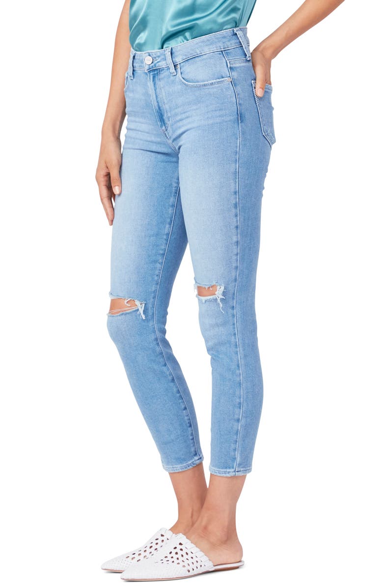 PAIGE Hoxton Ripped High Waist Crop Skinny Jeans, Alternate, color, Fiesta Des