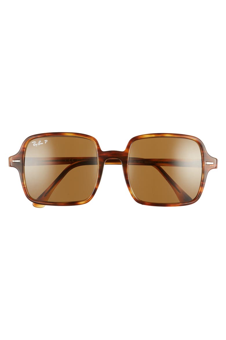 53mm Polarized Square Sunglasses, Alternate, color, STRIPED HAVANA/ BROWN POLAR
