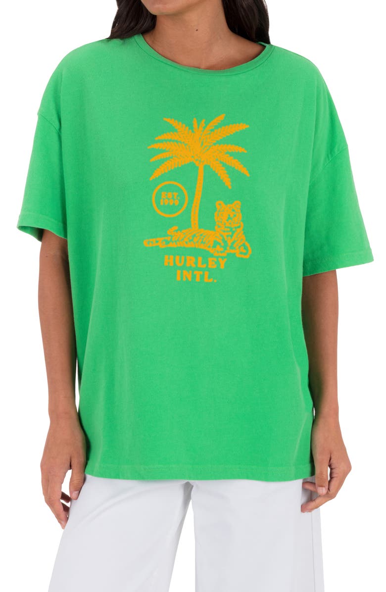 Hurley Ex Libris Boyfriend Tee, Main, color, Island Green