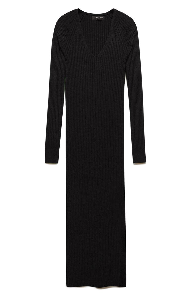 MANGO Long Sleeve Ribbed Sweater Dress, Alternate, color, 