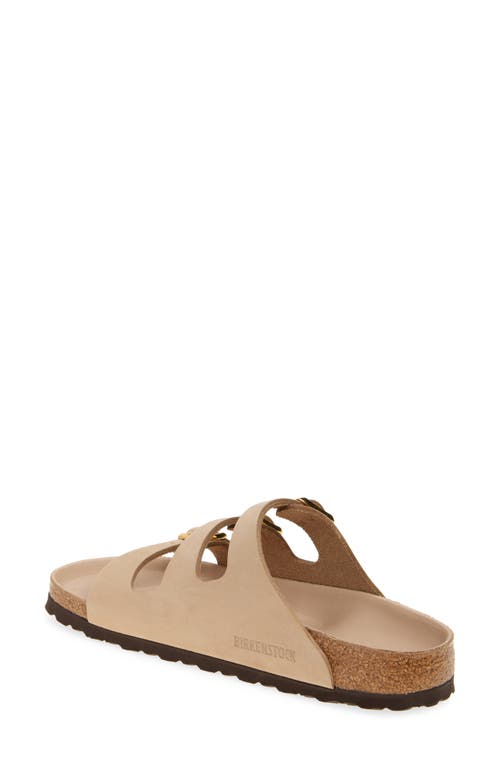 Birkenstock Beige Leather Florida Slippers In Sandcastle