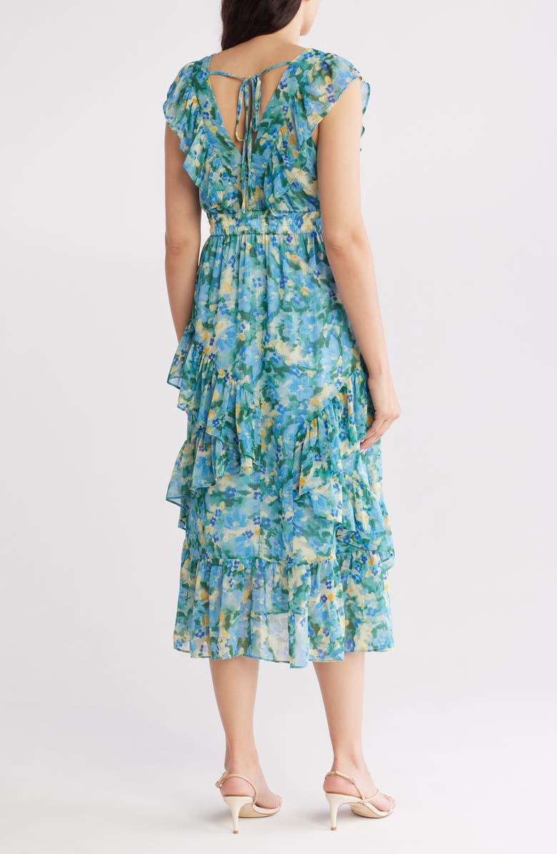 MELLODAY Floral Flutter Sleeve Tiered Dress, Alternate, color,