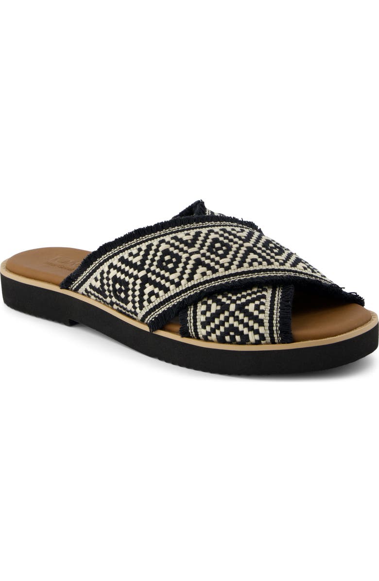 TOMS Mae Crisscross Slide Sandal, Main, color, Black/ Ivory