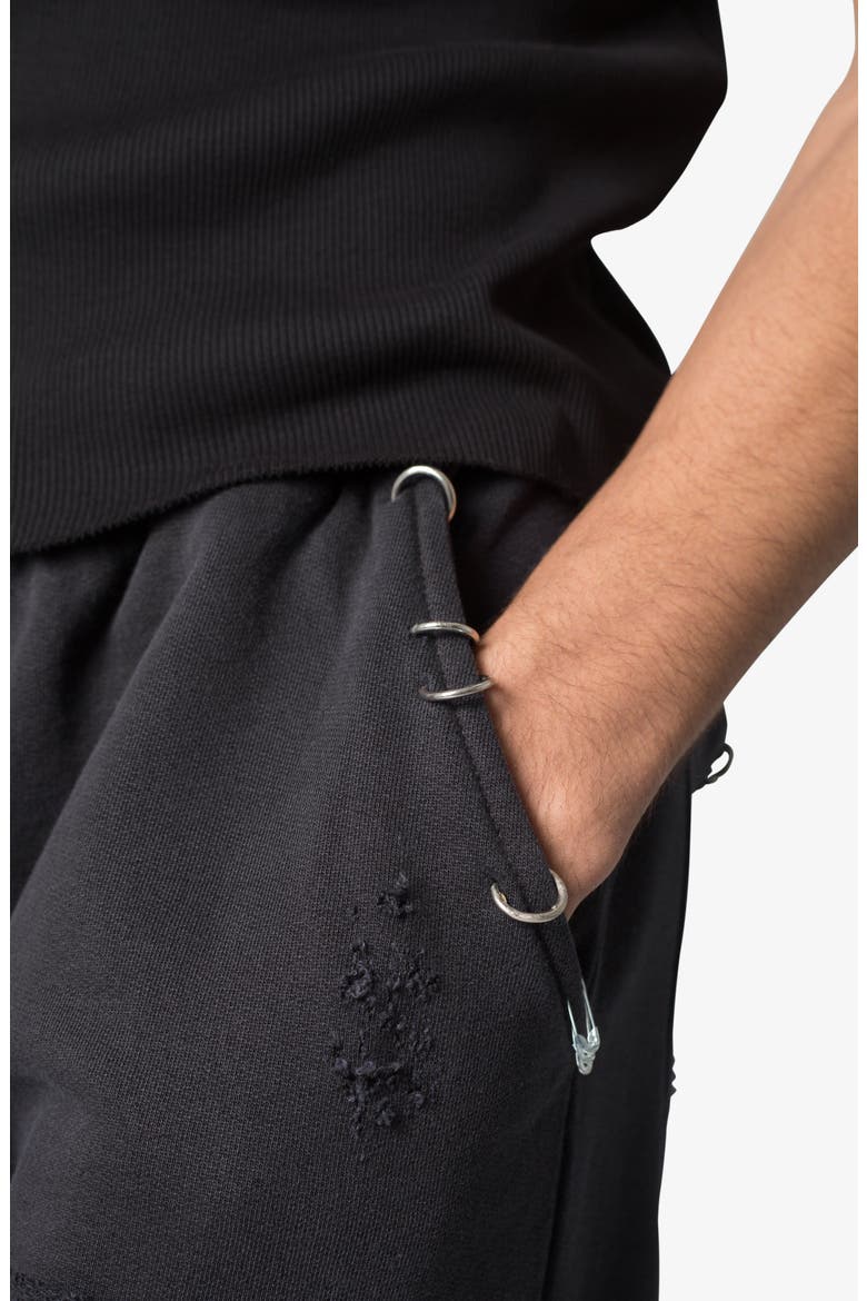 Metal Ring Flare Sweatpants, Alternate, color, BLACK