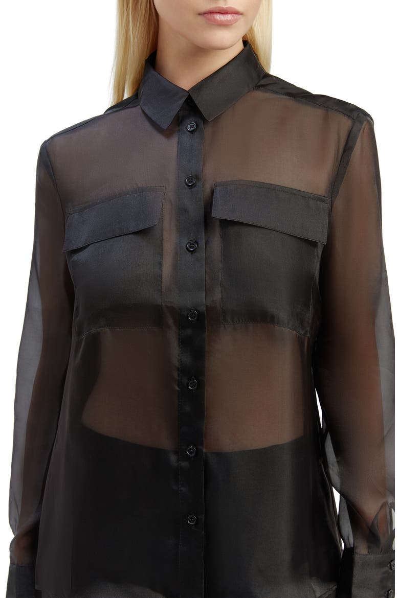 Rebecca Organza Shirt, Alternate, color, BLACK