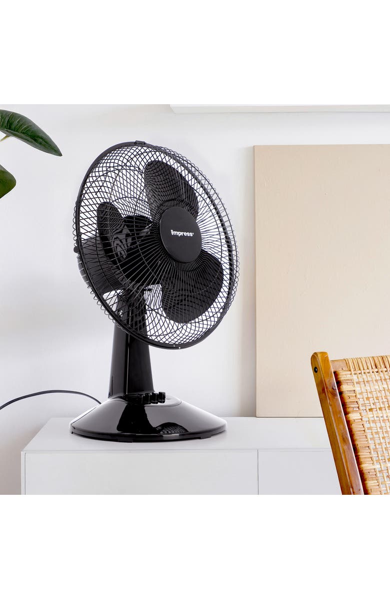 Impress 12 Inch 3 Speed Oscillating Table Fan, Alternate, color, Black