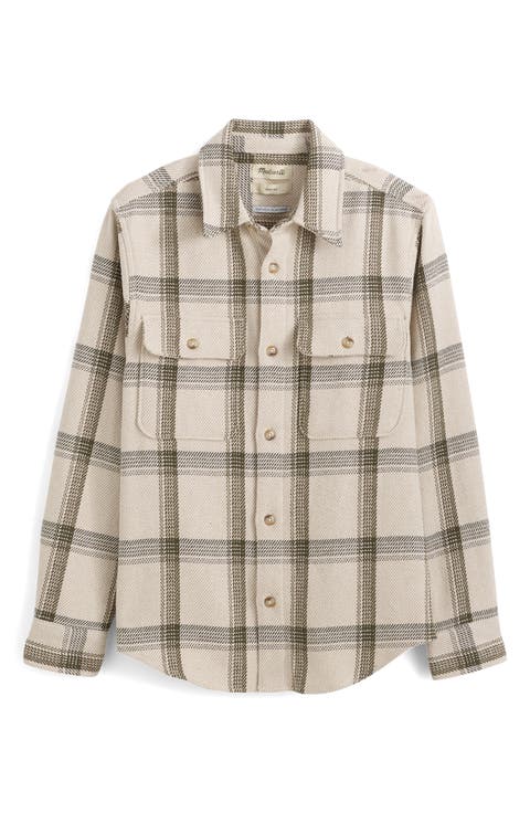 Plaid Cotton Blend Flannel Button-Up Shirt