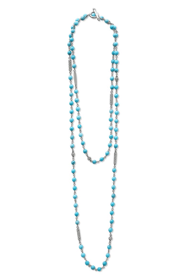 Caviar Icon Turquoise Bead Dual Layer Necklace, Alternate, color, TURQUOISE