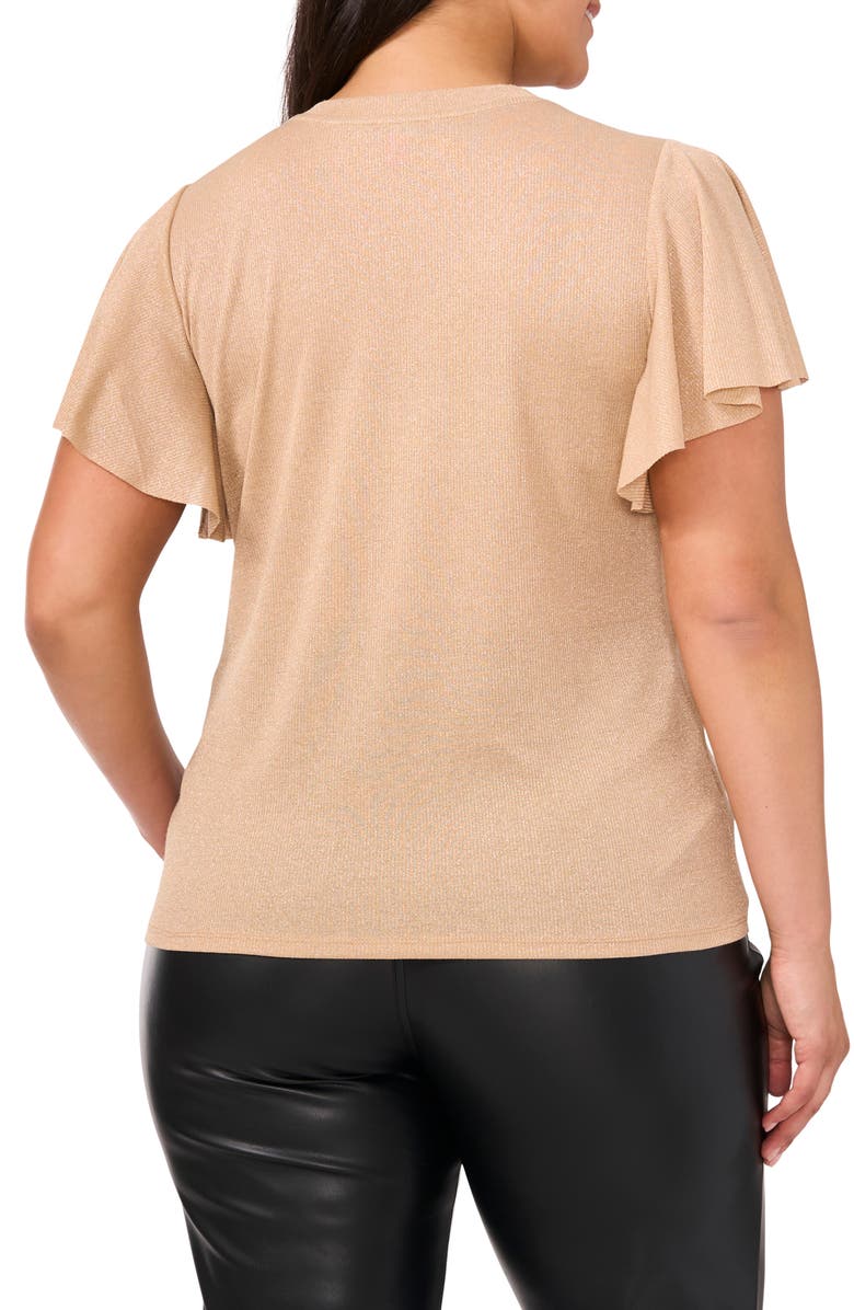 Vince Camuto Metallic Knit Flutter Sleeve Top, Alternate, color, 