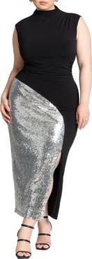 ELOQUII Funnel Neck Knit Dress With Sequin