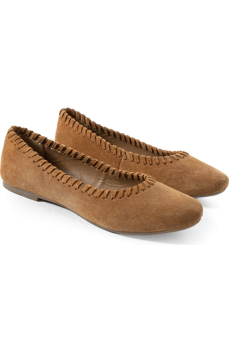 Jelavu Ella Whipstitch Ballet Flat, Main, color, Cognac