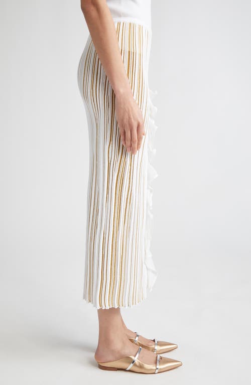 Giambattista Valli Ruffle Front Slit Knit Skirt In White