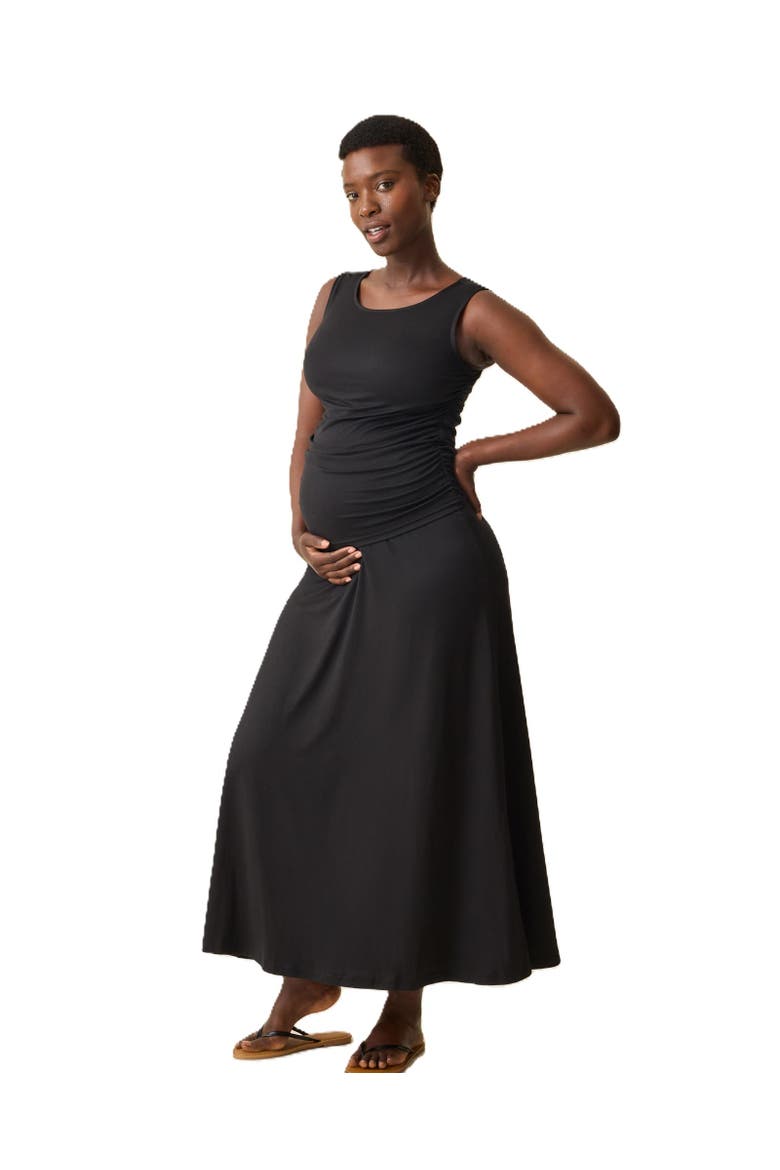 Drop-Waist Maternity & Nursing Maxi Dress, Main, color, Black
