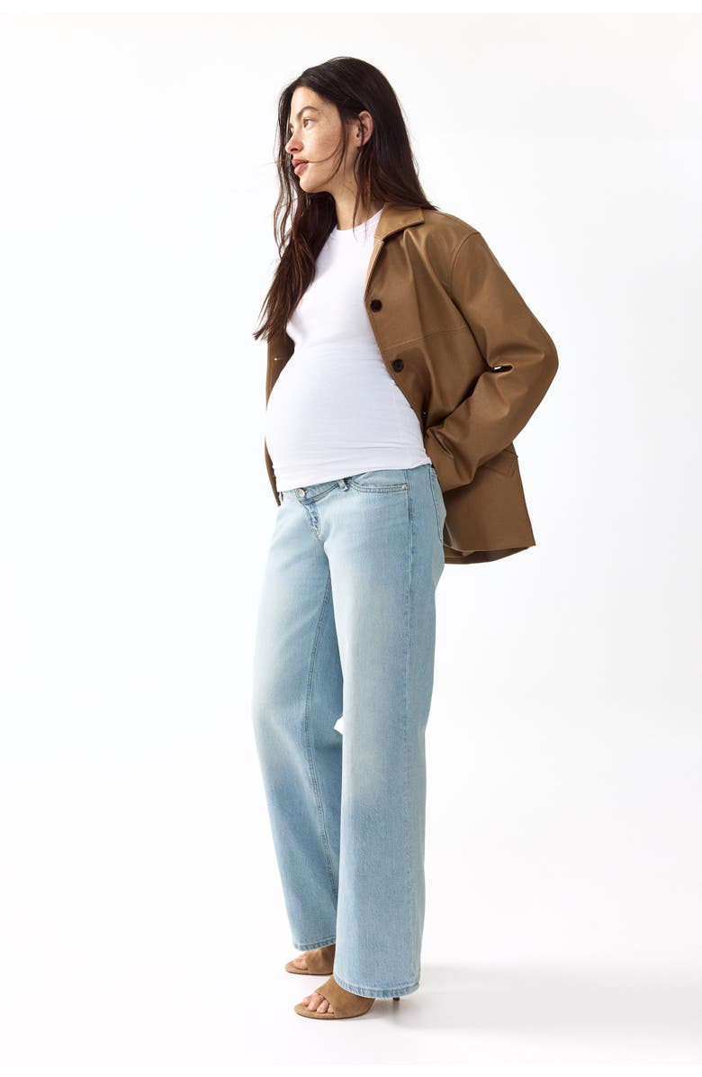 H&M Mama Wide Jeans, Alternate, color, Pale Denim Blue