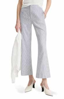Vince Ticking Stripe Crop Flare Linen & Cotton Pants