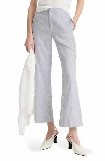 Vince Ticking Stripe Crop Flare Linen & Cotton Pants