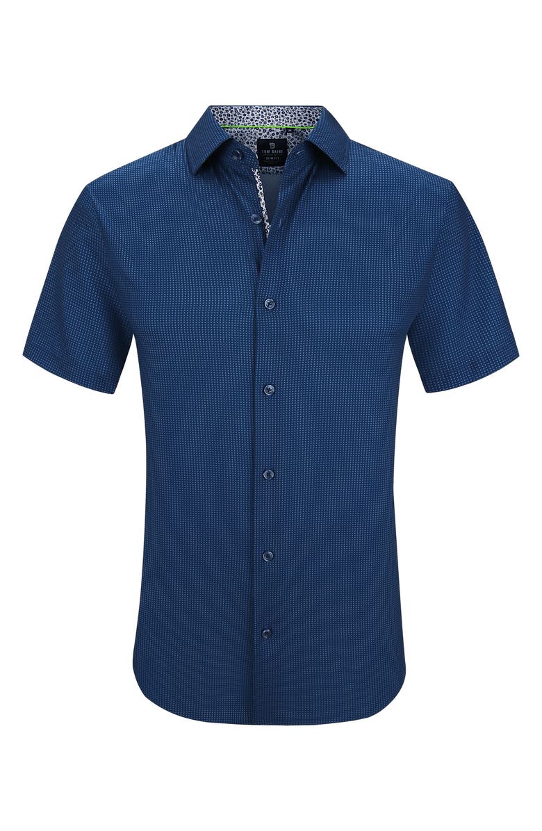 TOM BAINE Slim Fit Performance Short Sleeve Button-Up Shirt, Alternate, color, Blue