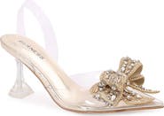 BERNESS Nina Rhinestone Bow Clear Kitten Heel Pump