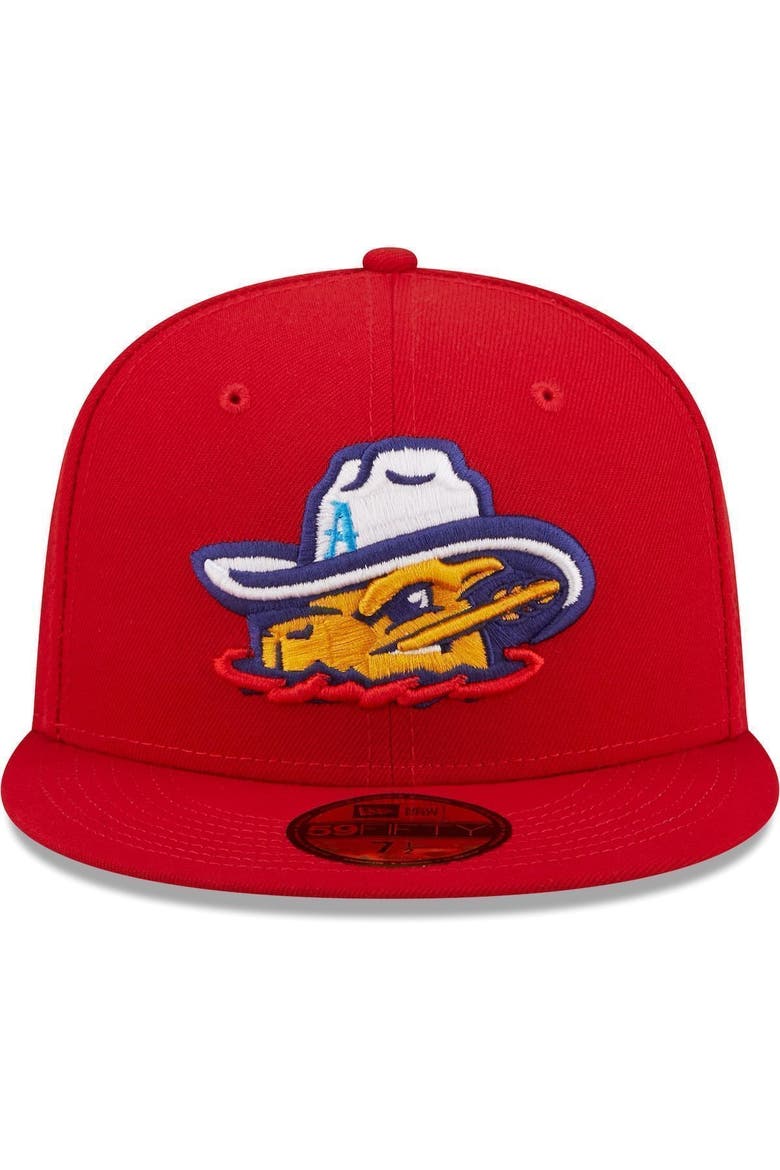 Men's New Era Red Amarillo Sod Poodles Authentic Collection 59FIFTY Fitted Hat, Alternate, color, Red
