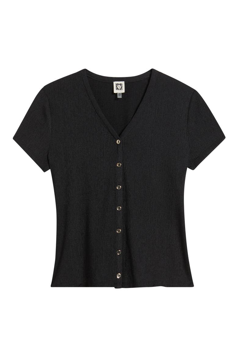 Crepe Button-Up Shirt, Alternate, color, ANNE BLACK