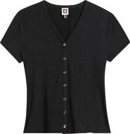 AK ANNE KLEIN Crepe Button-Up Shirt