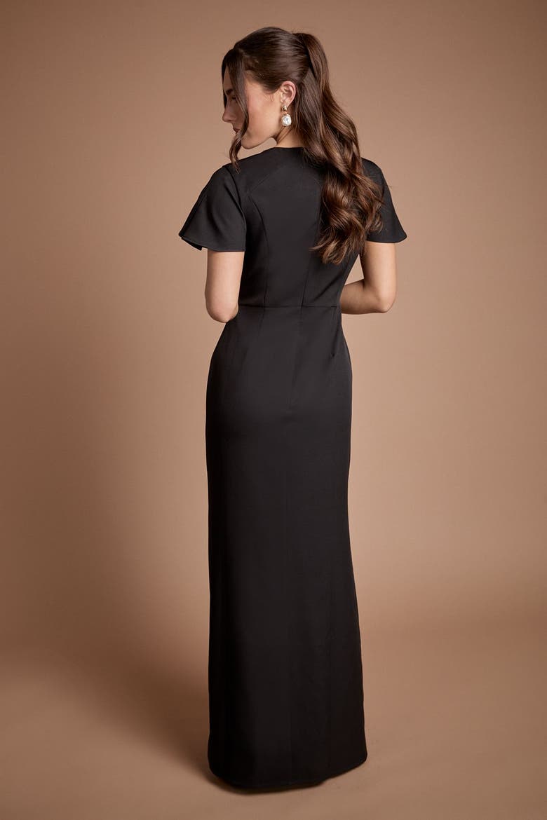 Crepe V-Neck Maxi Dress, Alternate, color, Black