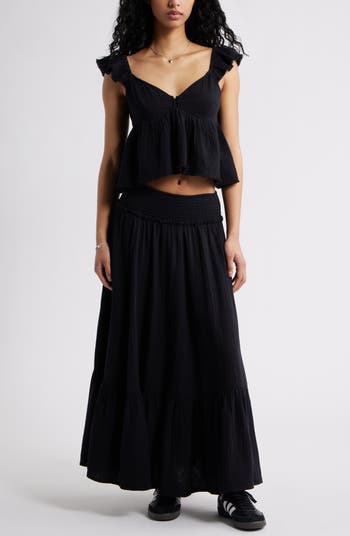 Tiered Cotton Maxi Skirt