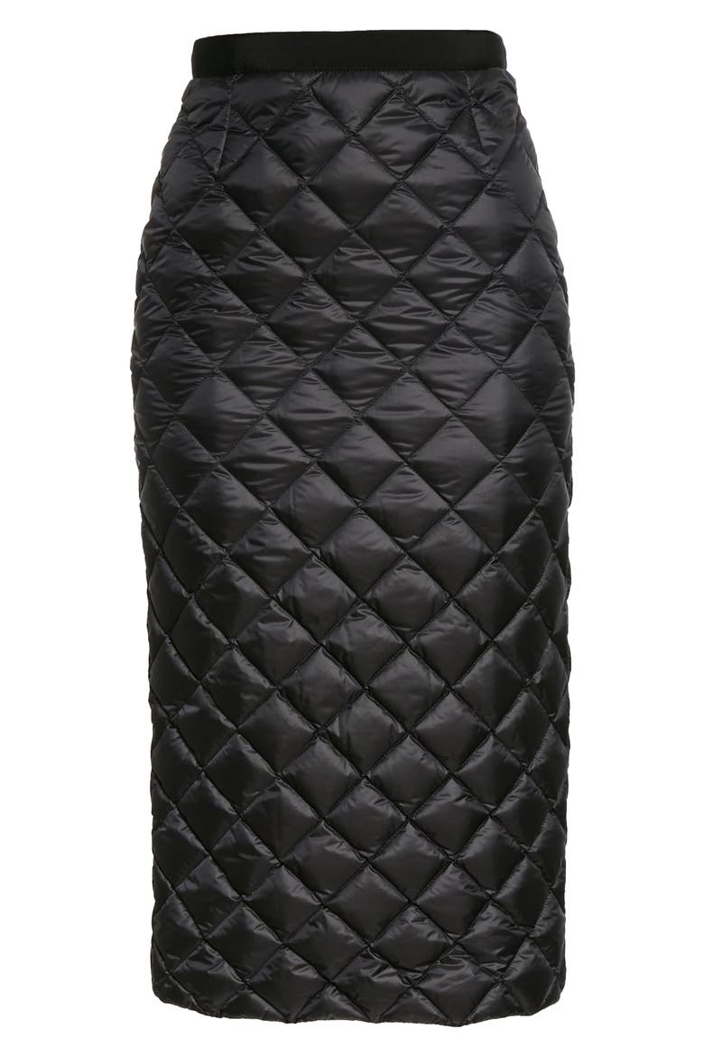 Quilted Down Midi Skirt, Alternate, color, 999 BLACK