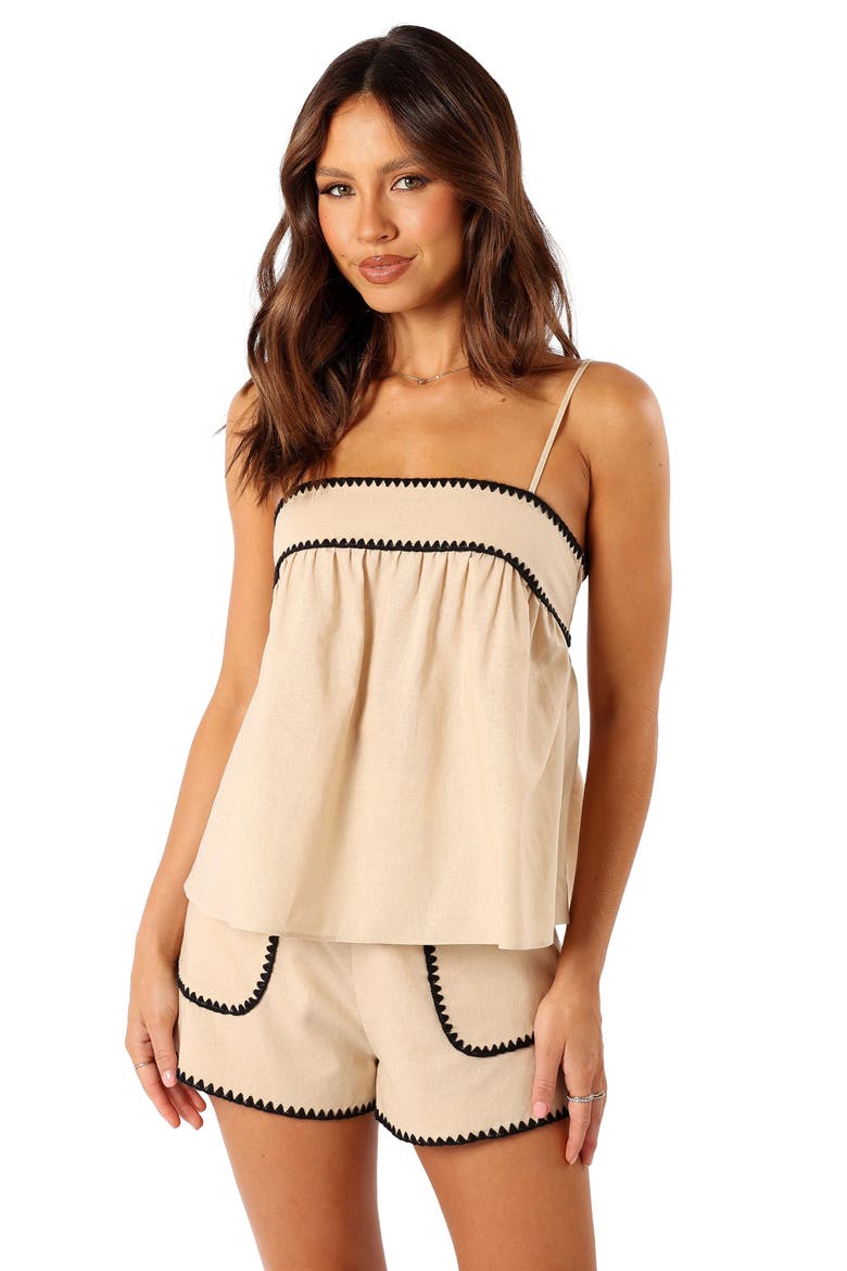Lila Rickrack Cotton Camisole & Shorts Set, Alternate, color, CREAM BLACK