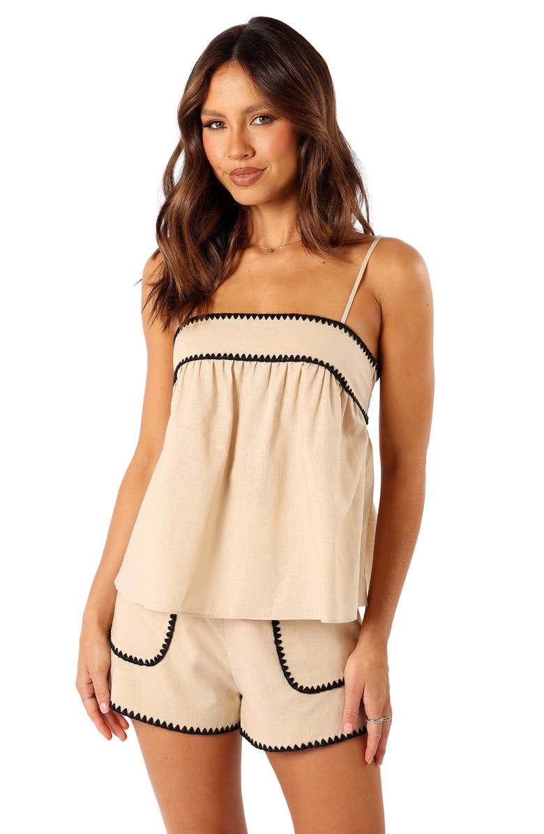 Petal & Pup Lila Rickrack Cotton Camisole & Shorts Set, Alternate, color, Cream Black