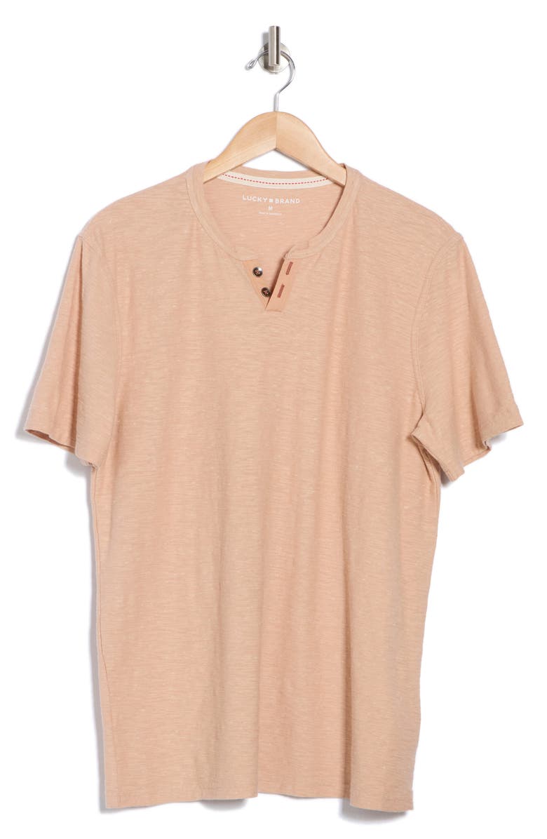 Lucky Brand Burnout Notch Neck T-Shirt, Alternate, color, Nougat