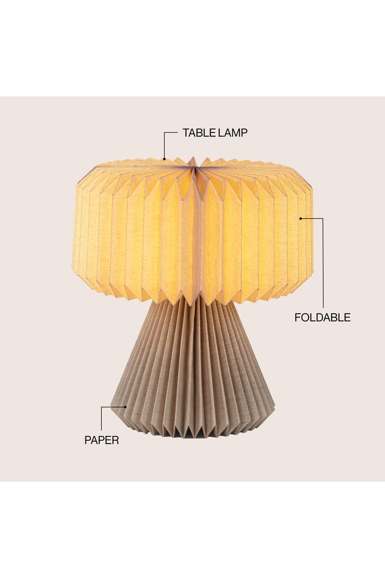 Zelda 12.8" Modern Art Deco Paper Pleated Shade Accent LED Table Lamp, Alternate, color, Natural