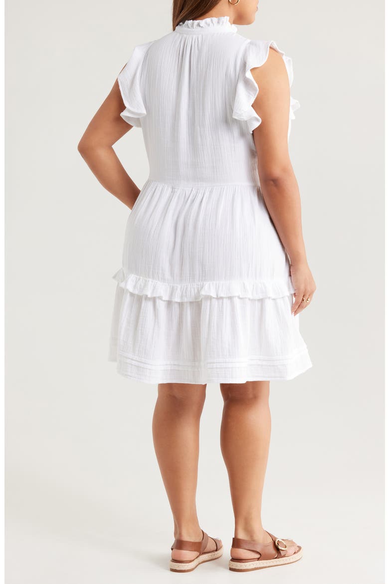 Floral Ruffle Gauze Dress, Alternate, color, WHITE