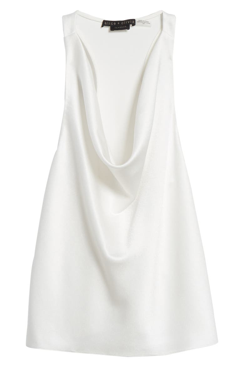 Harmon Drapey Racerback Satin Tank, Alternate, color, OFF WHITE