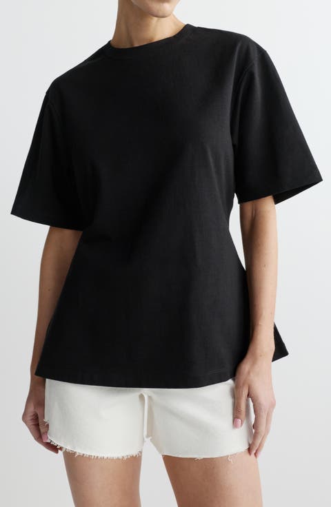 Cotton Jersey Peplum Girlfriend T-Shirt